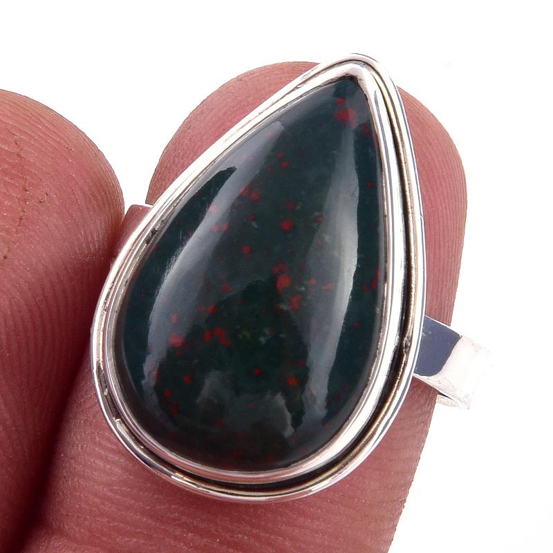 

Natural Bloodstone Gemstone Handmade 925 Solid Sterling Silver Ring S.7.5 y0s79
