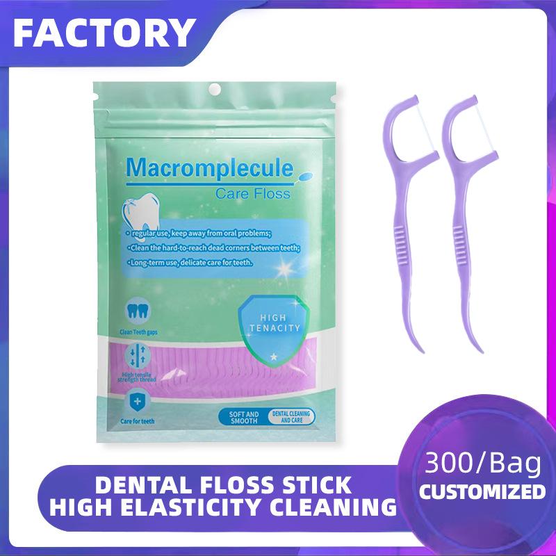 Floss Picks Ultra-Fine Flossing Sticks Portable Toothpick Thread for Home And Travel Dental Care 300pcs Mint Flavored Adult Den