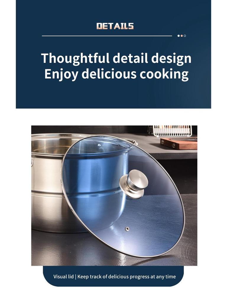 11-Piece Stainless Steel Soup and Steamer Pot Set, Large Sizes 28-36cm for Export Kitchen Cooking
