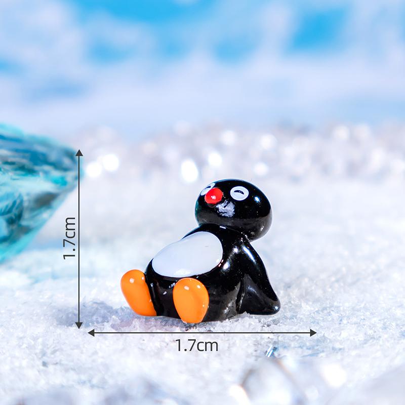 3Pcs Resin Cartoon Cute Animal Penguin Car Mounted Ornament Landscape Dollhouse Decor Diy Creative Accessories