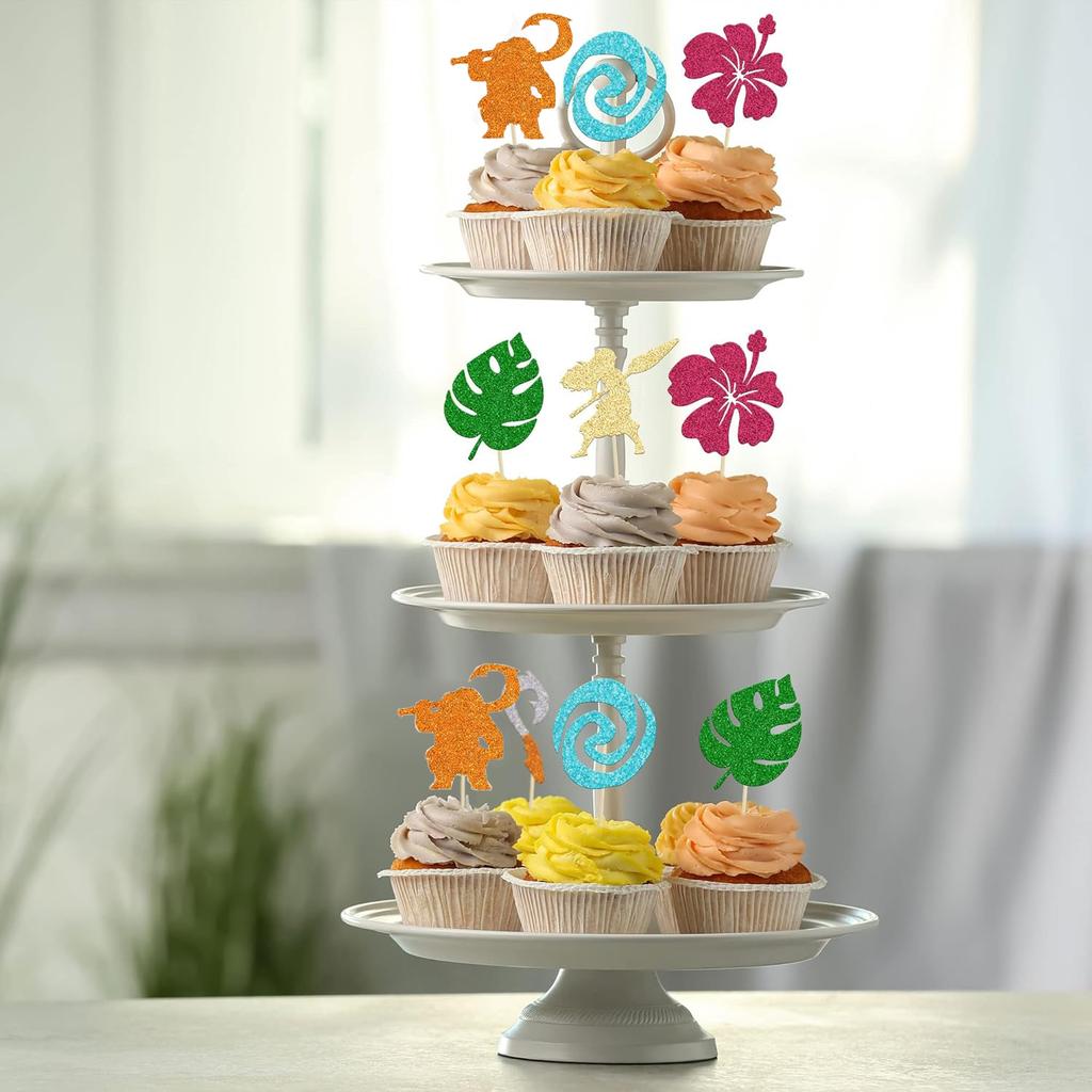 Mo Inspired Birthday Cupcake Topper Moana Cupcake Picks Birthday Party Decoration for Tropical Summer Party Baby Shower Wedding