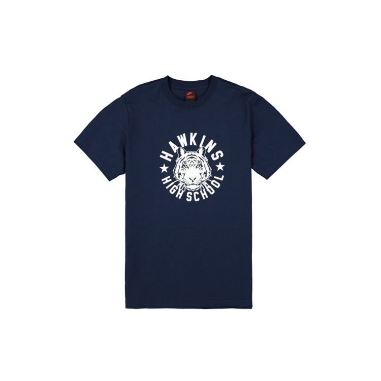 

Футболка с короткими рукавами Nike X Stranger Things Collaboration, мужские топы азиатской версии, темно-синие CK2343-419 S