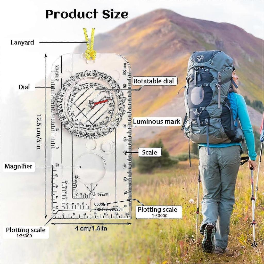 Navigation Compass, Orienteering Compass Portable Walking Compass Adjustable Declination Explorer Compass Waterproof Navigation Compass - RIpj