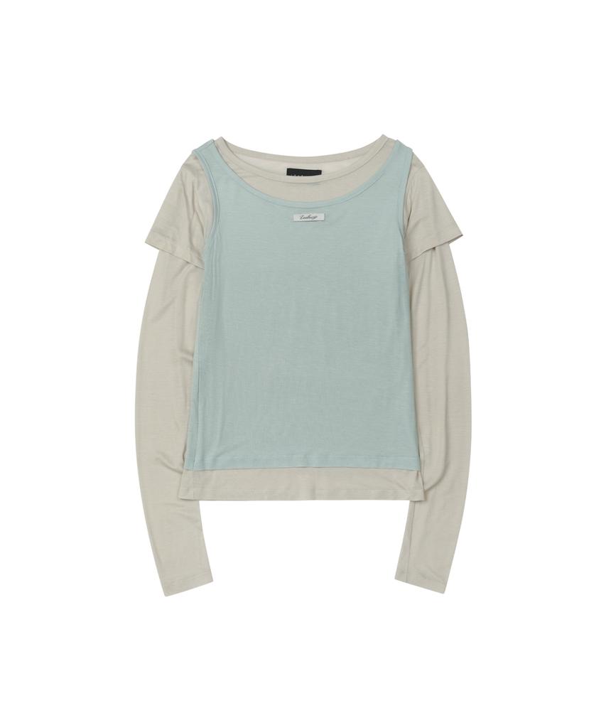 Ledeoli Two-Tone Sleeveless Layered Long Sleeve [Charcoal]