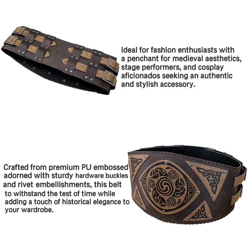 Medieval Wide Belt for Cosplay Parties Costume Girdle Embossed Corset Belt Stage Shows Corset Belt Role Play Waiststrap