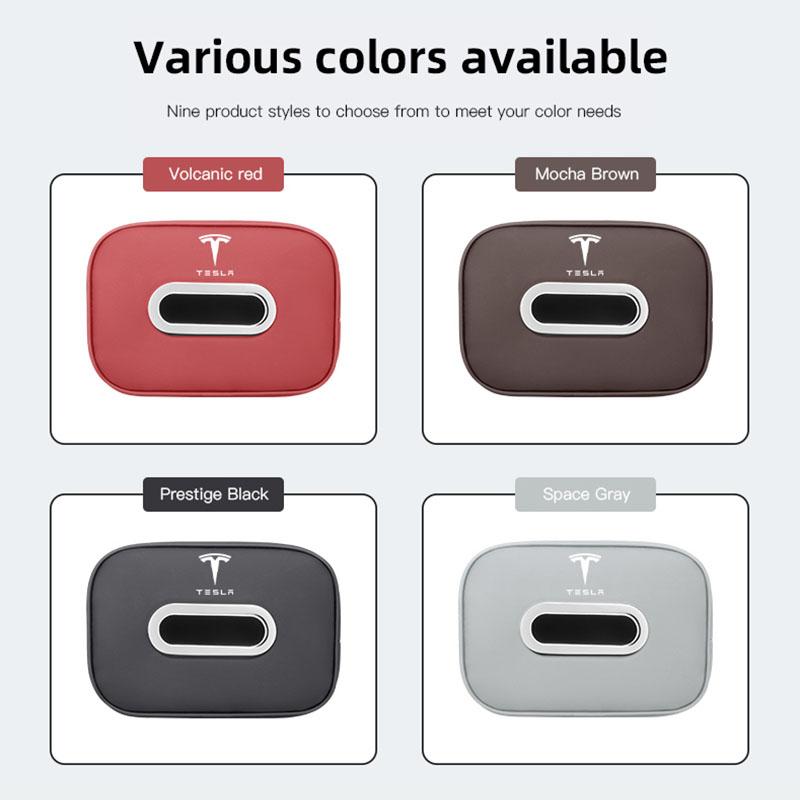Car Tissue Box Quality Leather Auto Paper Towel Storage Bag For Tesla Model 3 Model S Model X Model Y Cybertruck Roadster SpaceX