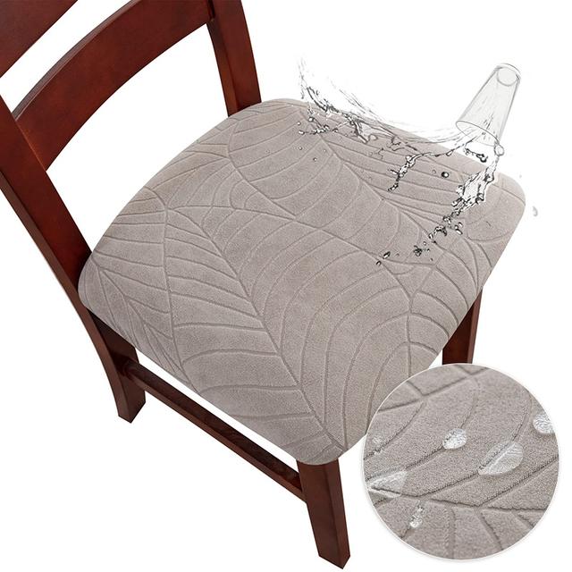 Jacquard Dining Chair Cover Stretch Waterproof Seat Covers Kitchen Room Leave Shape Cushion Slipcover Solid Color Banquet