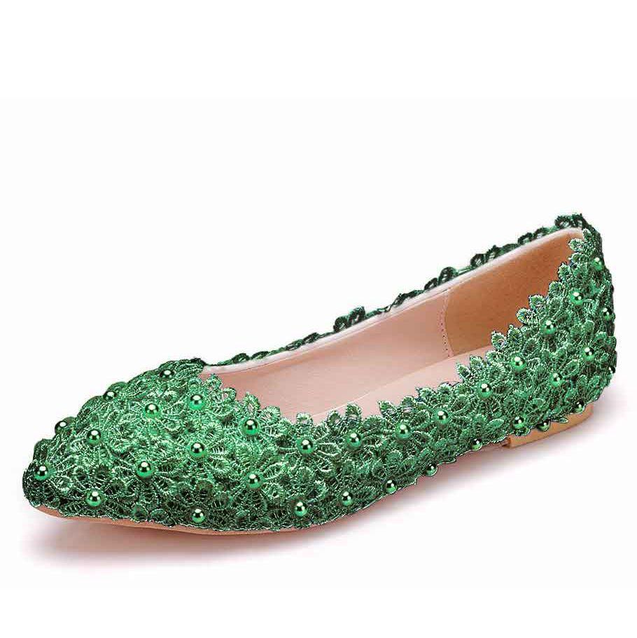 Lace Bride Shoes Handmade Wedding Shoes Colorful Shoes Colorful Wedding Shoes Bridesmaid Shoes Show Flat Heels Single Shoes