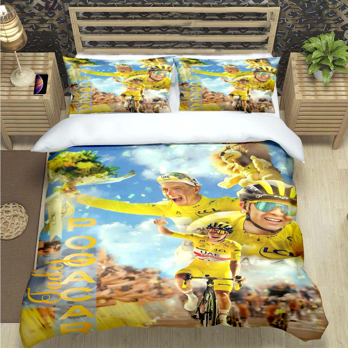 

Fashion Mountain Biking Ttadej Pogacar Print Bedding Sets Bed Supplies Set Duvet Cover Bed Comforter Set Bedding Set Luxury Gift US Full(200*230cm)3pcs
