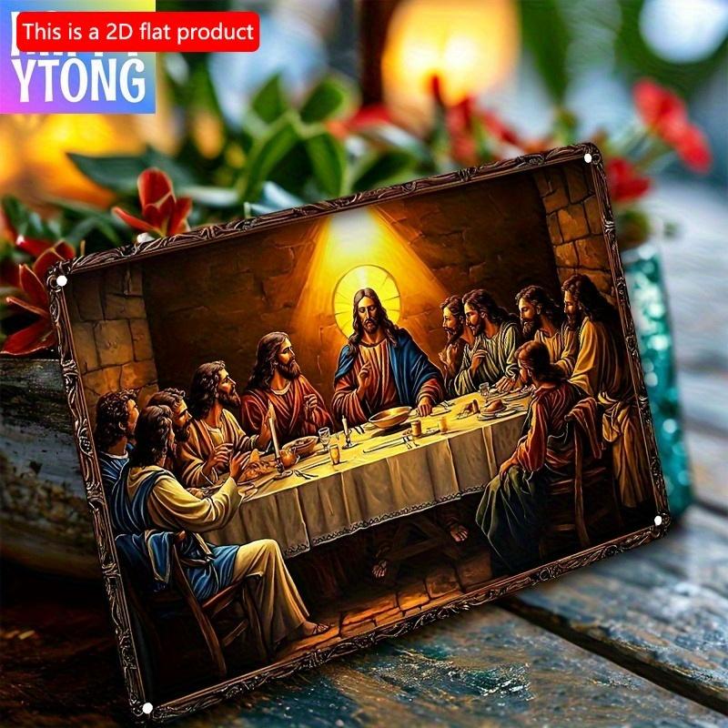 Semn decorativ din lemn 2D, 30 * 20 cm, religios vintage, „Cina cea de Taină”, semn decorativ din lemn