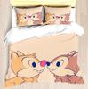 MINISO-Conjunto de Capa de Edredom com Estampa Moderna Chip 'n' Dale Conjuntos de Cama Capa de Edredom para Menina Fofa 3 Peças