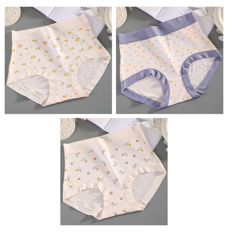 3 Pack High Waist Women Printing Underwear Stretchy Modal Panties Breathable Comfortable Soft Ladies Briefs Plus Size Fit 40kg To 100kg