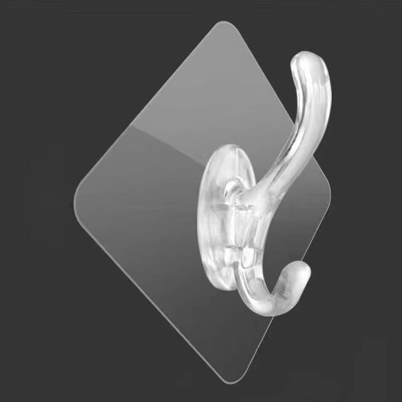 Heavy-Duty No-Punch Adhesive Wall Hook - Rustproof & Transparent for Bathroom/Kitchen
