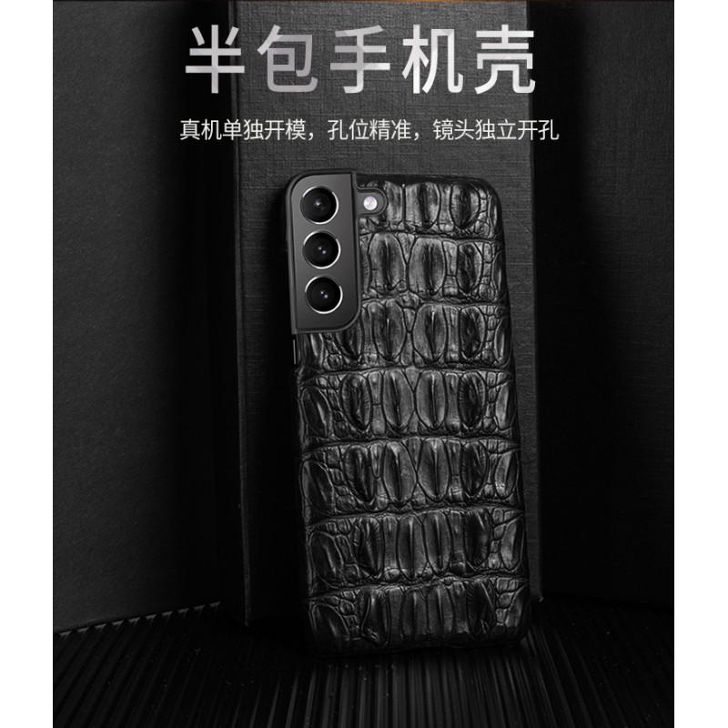 Genuine Leather Phone Case S25 Ultra S23 Note20 Luxury Crocodile Texture Full Body Shockproof Cover