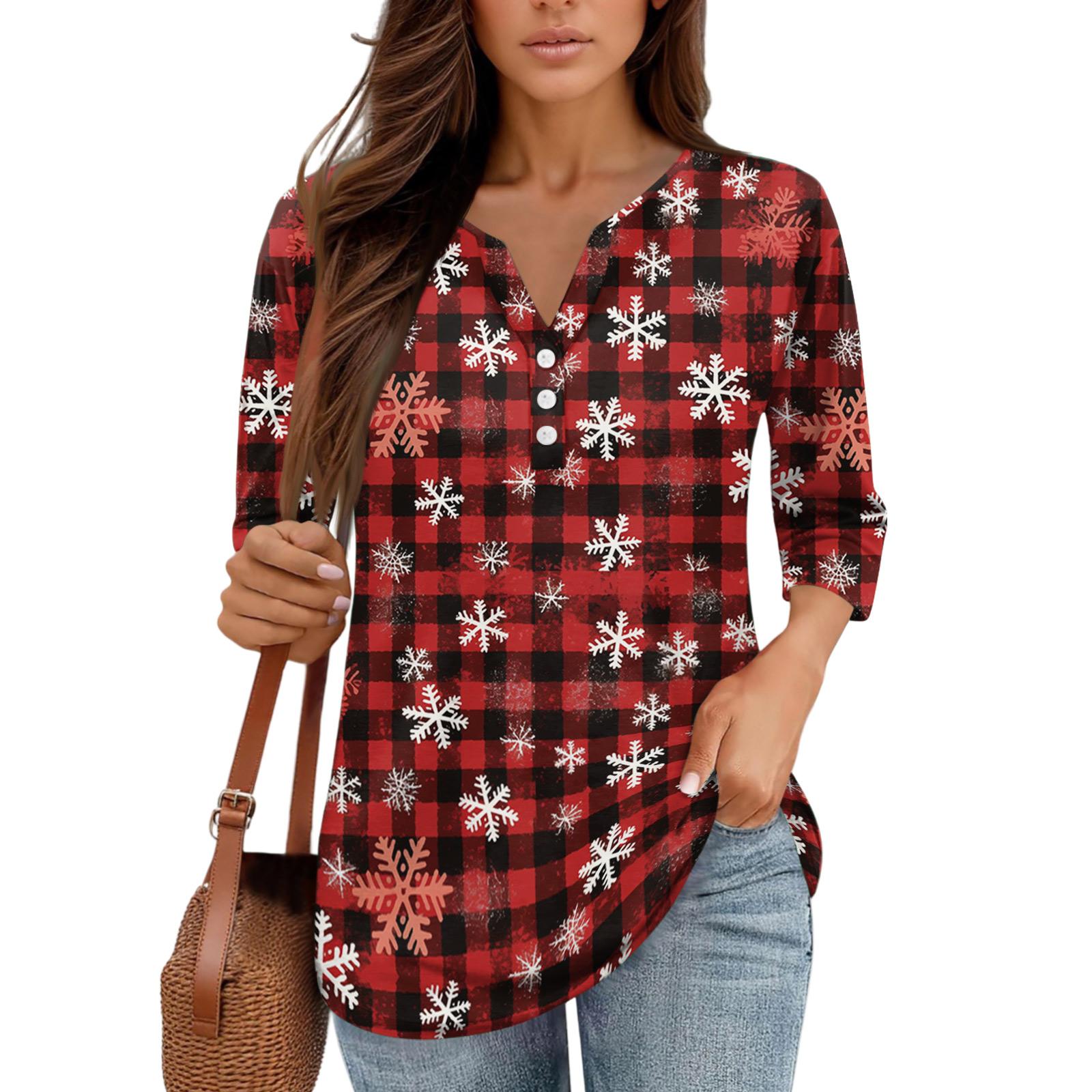 

Рубашки с рукавом 3/4 для женщин, футболки с принтом, блузки, повседневные базовые топы больших размеров, пуловеры M