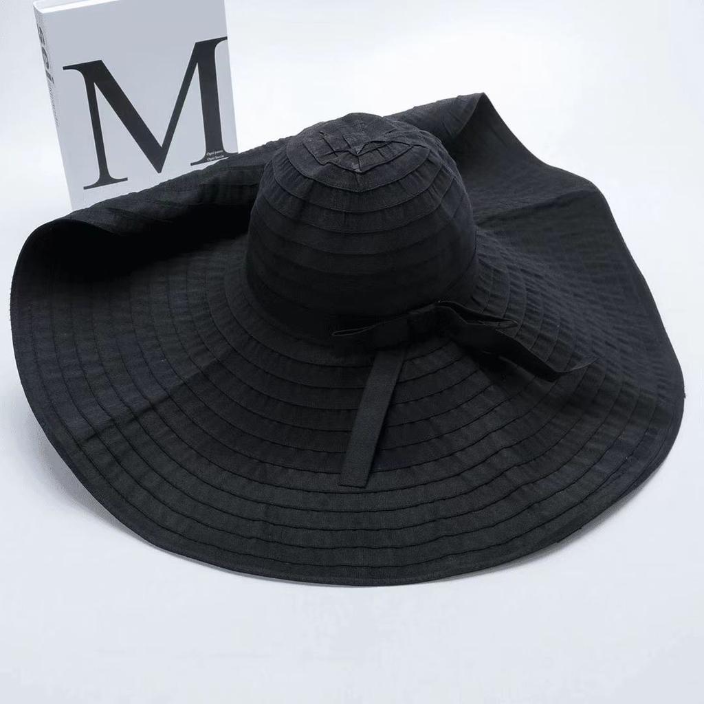 WTEMPO Cappelli da Sole Pieghevoli da Donna per Primavera Estate, a Tesa Larga, per Vacanze, Viaggi, Spiaggia, Traspiranti, con Fiocco