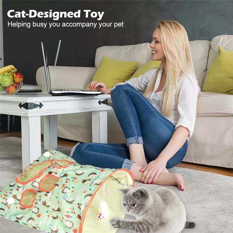 Cat Tunnel Bag For Indoor Cats, Foldable Crinkle Sack For Pets, Cat& Hamster Play Tunnel