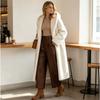 TrendHub Faux Fur Long Coats Solid Lace Up Jackets Hooded Long Sleeves Single Breasted Straight Elegant Casual Autumn Winter