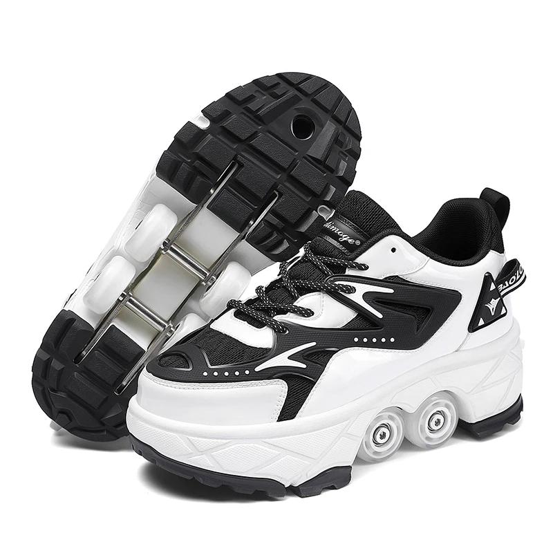 Boys Girls Student Edition Roller Skates Adult Children's Walking Roller Skates with Telescopic Wheels