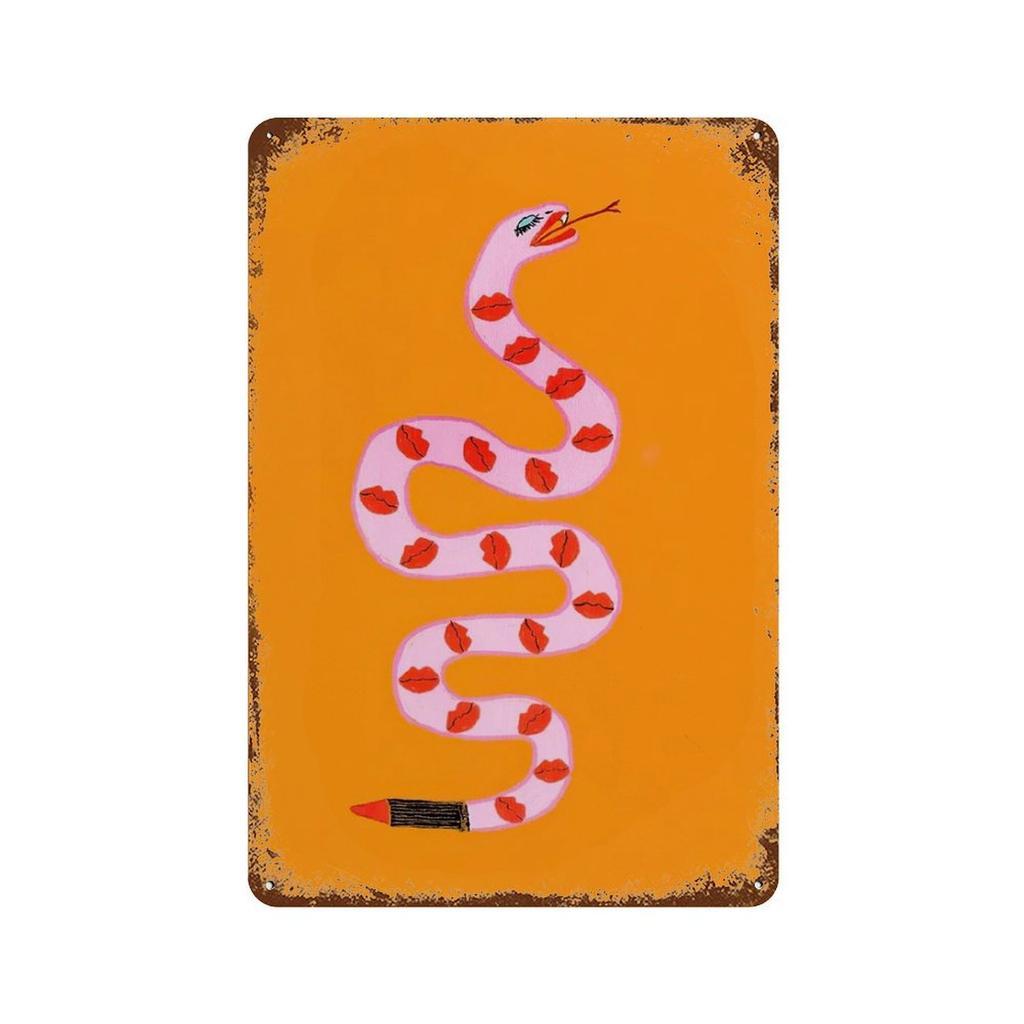 Vintage Metal Posters Signs Abstract Ancient Egypt Snake Leopard Posters Colorful Animal Wall Art Decor for Living Room Home Bar