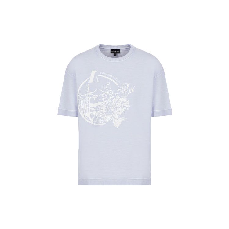 Emporio Armani Ss22 Pattern Printed Round Neck Short Sleeve T-Shirt Men Tops Light-Purple 3L1T6R-1JX6Z-F807 M