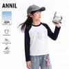 Annil Girls' Cute Rabbit Print Raglan Long-Sleeve T-Shirt