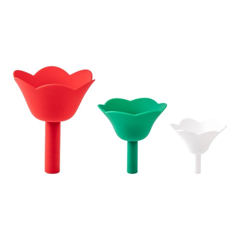 

Creative Floral Silicone Funnel 3 Spill Proof Spouts Multiple Size Dishwasher Safe For Bottles Jars Cooking Essential 1