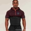 Mens Hooded Half-Zip Performance Basketball Training Top Quick-Dry Stretch Fit Athletic Shirt