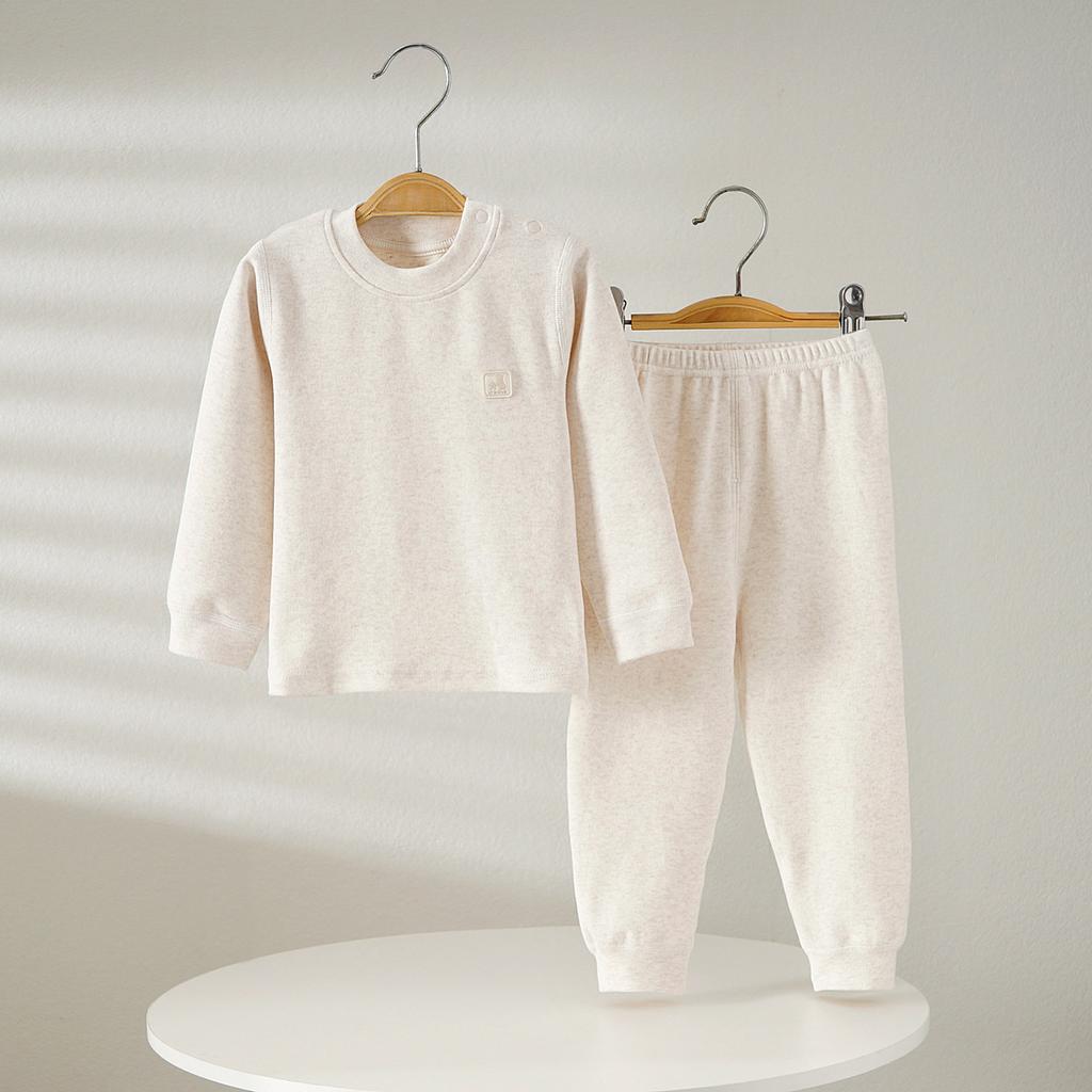 Children's Thermal Underwear Set: Cozy Fleece for Fall/Winter, Sizes 66-175, Pure Cotton, Unisex.