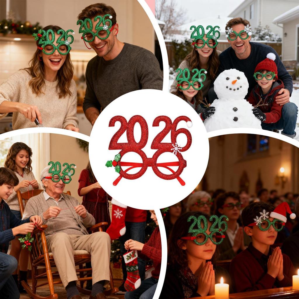 Fun Christmas Glasses 2026 Eyeglasses Props Decorative Props Glasses For Kids Teens Adults Attendees Hosts Night Celebration