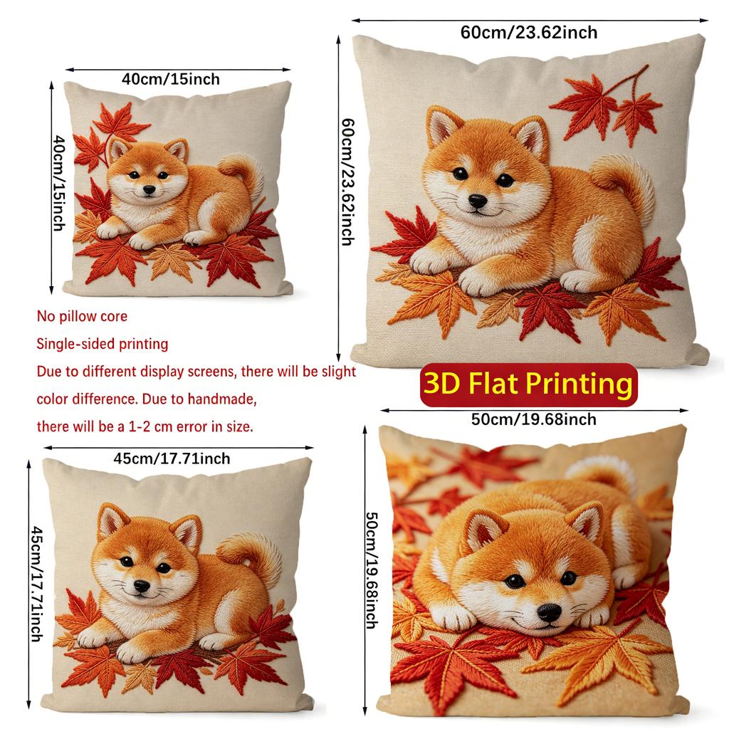 Autumn Shiba Inu Maple Leaf Throw Pillow Covers Pattern Cushion Cover Suitable For Sofa Bedroom Car Pillow Cover