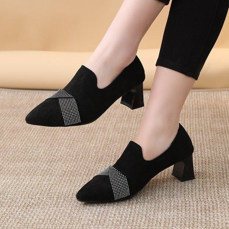 Bright diamond temperament matte single shoes pointed small high heels spring leather shoes