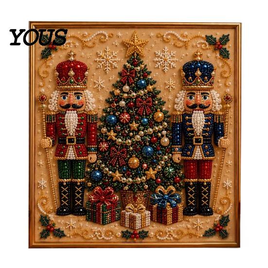 Creative Christmas Gifts for Adults Faux Pearl Art Kit, 20x20cm Xmas Painting DIY Wall Decor Making Kit Sparkling 3D Diamond Craft Adults, Festive