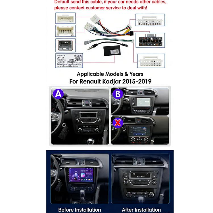 Renault Kadjar Android GPS Navigator & Reverse Camera with HD Smart Central Control and CarPlay.