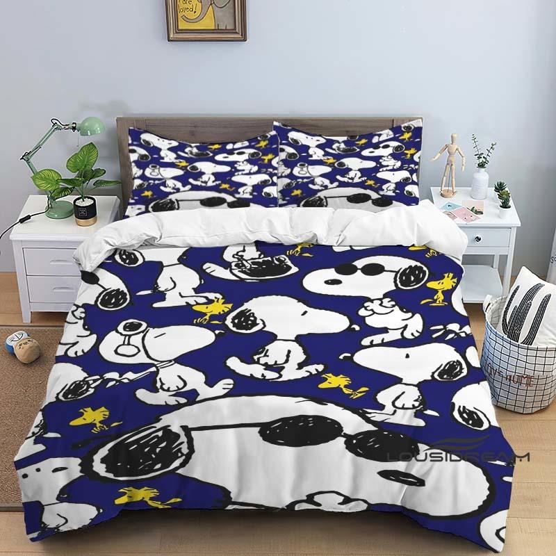 

3D-Printed Snoopy Series Bedding Set with Cute Cartoon Patterns — Duvet Cover and Pillowcases Available for Customization 135X200cm