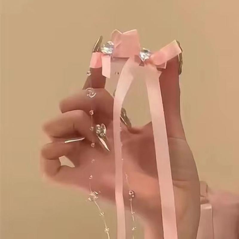 Y2K Lolita Girls Bowknot Hair Clips Sweet Ballet Ribbon Bow Hairpin Female Headwear Hair Accessories