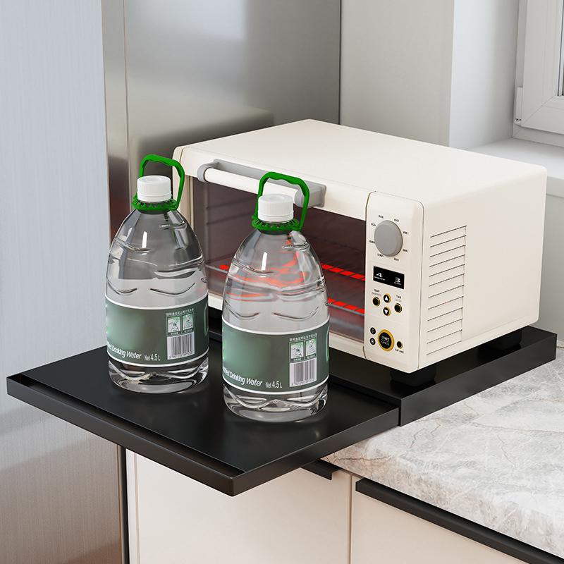 1Pieces Kitchen Countertop Pull-Out Organizer, Drawer Push-Pull Shelf Microwave Oven Bottom Rack Outdoor Tableware