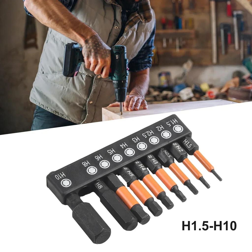 High Hardness Screwdriver Bits Electric Screwdriver Orange 50mm Length Alloy Steel H1.5-H10 Hex Screwdriver Bit