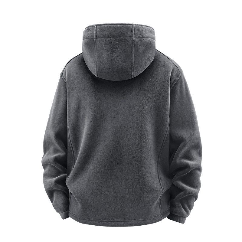 Men's Trendy Fleece Hooded Jacket: Warm, Thick, Casual Outdoor Coral Fleece for Autumn and Winter.