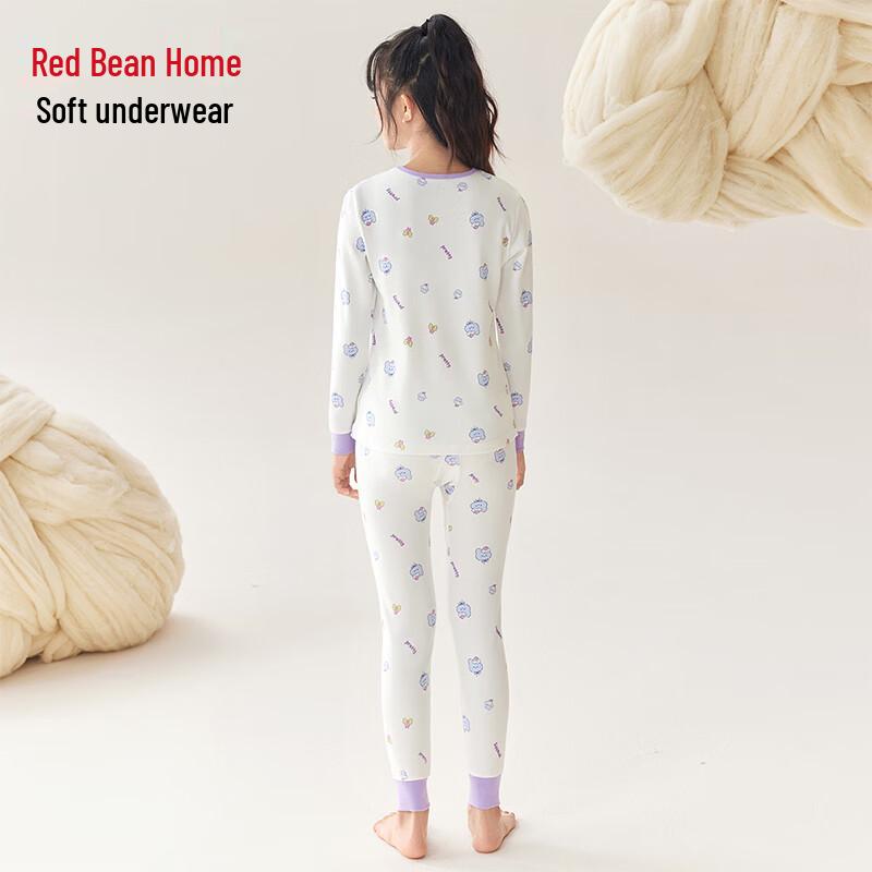 Hongdou Home Girls' Pure Cotton Thermal Underwear Set
