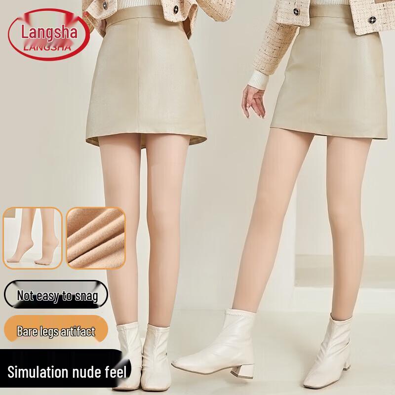 

Langsha Women s Fleece-Lined Bare Leg Illusion Tights One Size