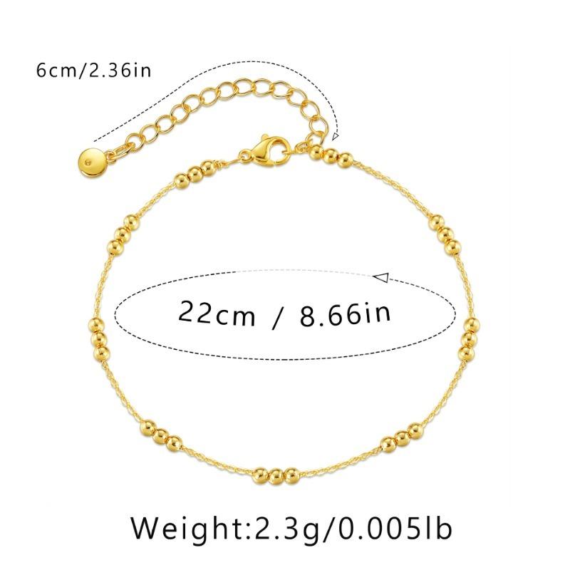 Women 18k Gold Plated Minimalist Gold Bead Thin Chain Anklet