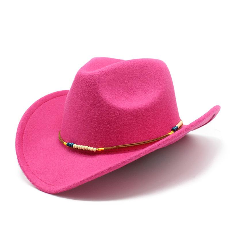 Tibetan Retro Ethnic Spring Woolen Western Cowboy Hat Rolled Brim Wide Edge Visor Top Hat