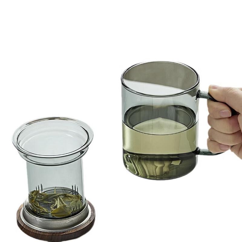 ZISIZ Glass Tea Infuser Mug with Bamboo Lid, 2-Pack