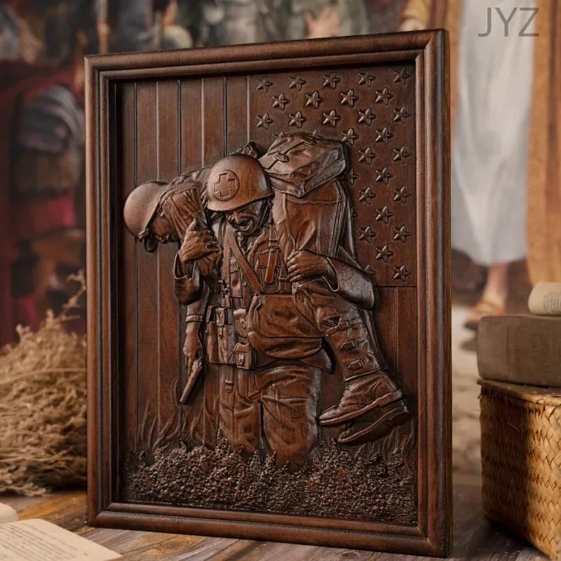 Vintage Vietnam War Veterans Wood Sculpture Wall Decor, Wooden Sculpture Hanging Art Work Decor