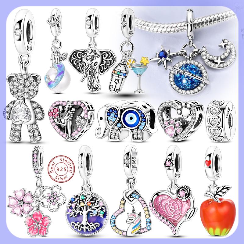 New Original Charms Beads Pendant Copper Bear Elephant Planet Star Moon Charm For Woman Girl Fashion Jewelry Making