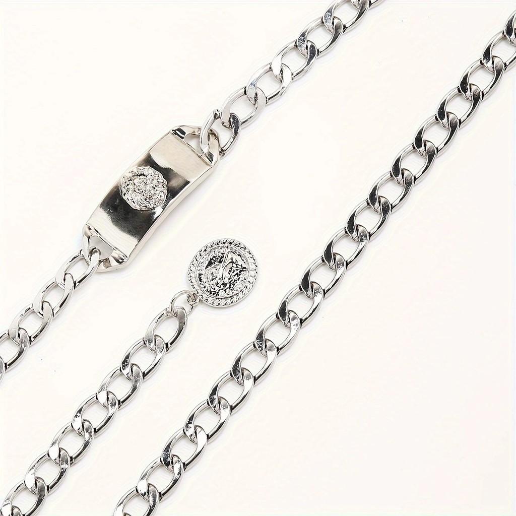 Ins Style Metal Belt For Women And Men With Fashionable Clothing Accessories 110CM серебряный