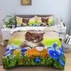 3D Cat Print Duvet Cover Floral Bedding Set Twin Full For Kids Girls Boys Room Luxury Microfiber Quilt Cover