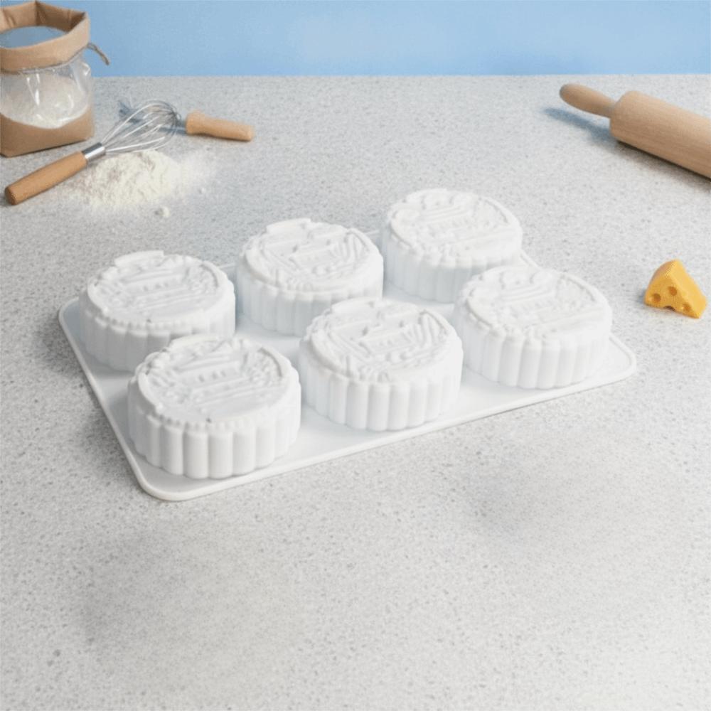 Silicone Auspicious Clouds Mooncake Mold 6 Cavities Mung Bean Cake Mold Soap Mold  Kitchen