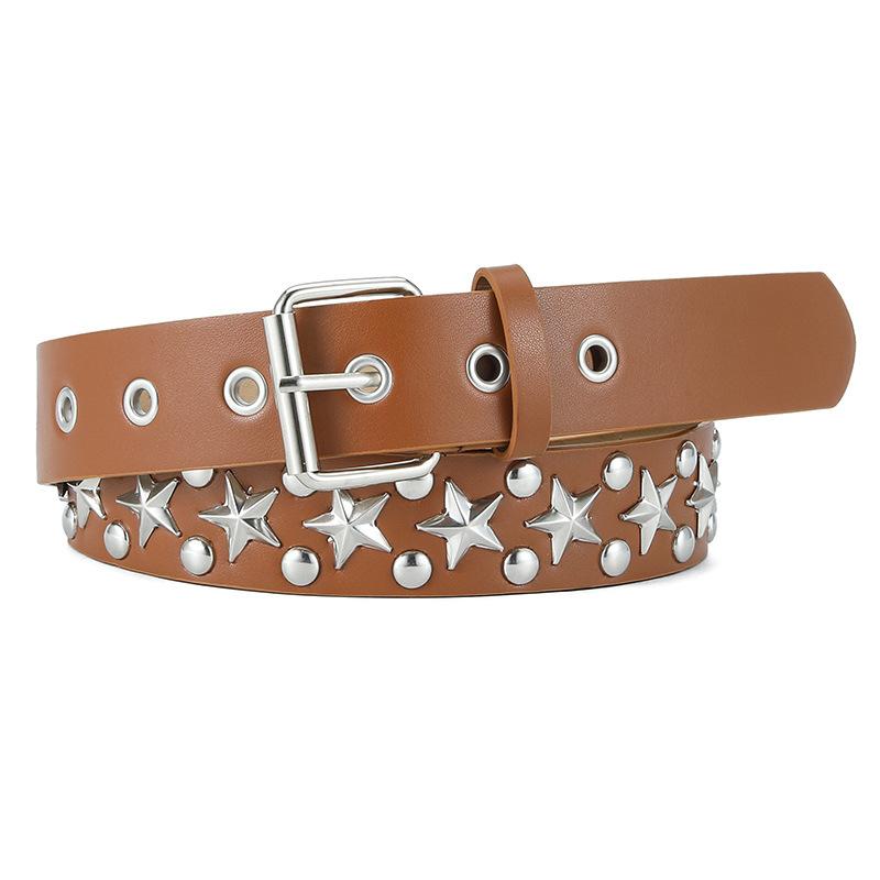 

Fashionable Womens Punk Buckle Belt Chic Ins Style For Students In Various Colors верблюд